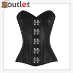 Steam Punk Full Steel Boned C Hook Over bust Bustier Gothic Black Leather Corset Leather Outlet