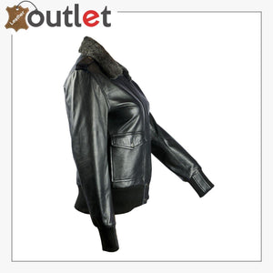 Sundance Shearling Black Bomber Womens Leather Jacket - Leather Outlet