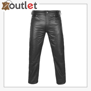 Thick Style Cowhide Leather Pant Jeans