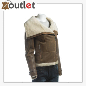 Women Oversize Fur Collar Leather Jacket