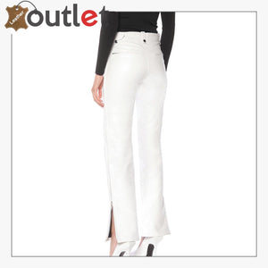 White Mens Stylish Leather Pants - Leather Outlet