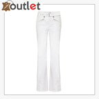 White Mens Stylish Leather Pants - Leather Outlet