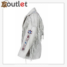 Load image into Gallery viewer, White Western Style Genuine Finished Cow Leather jacket - Leather Outlet
