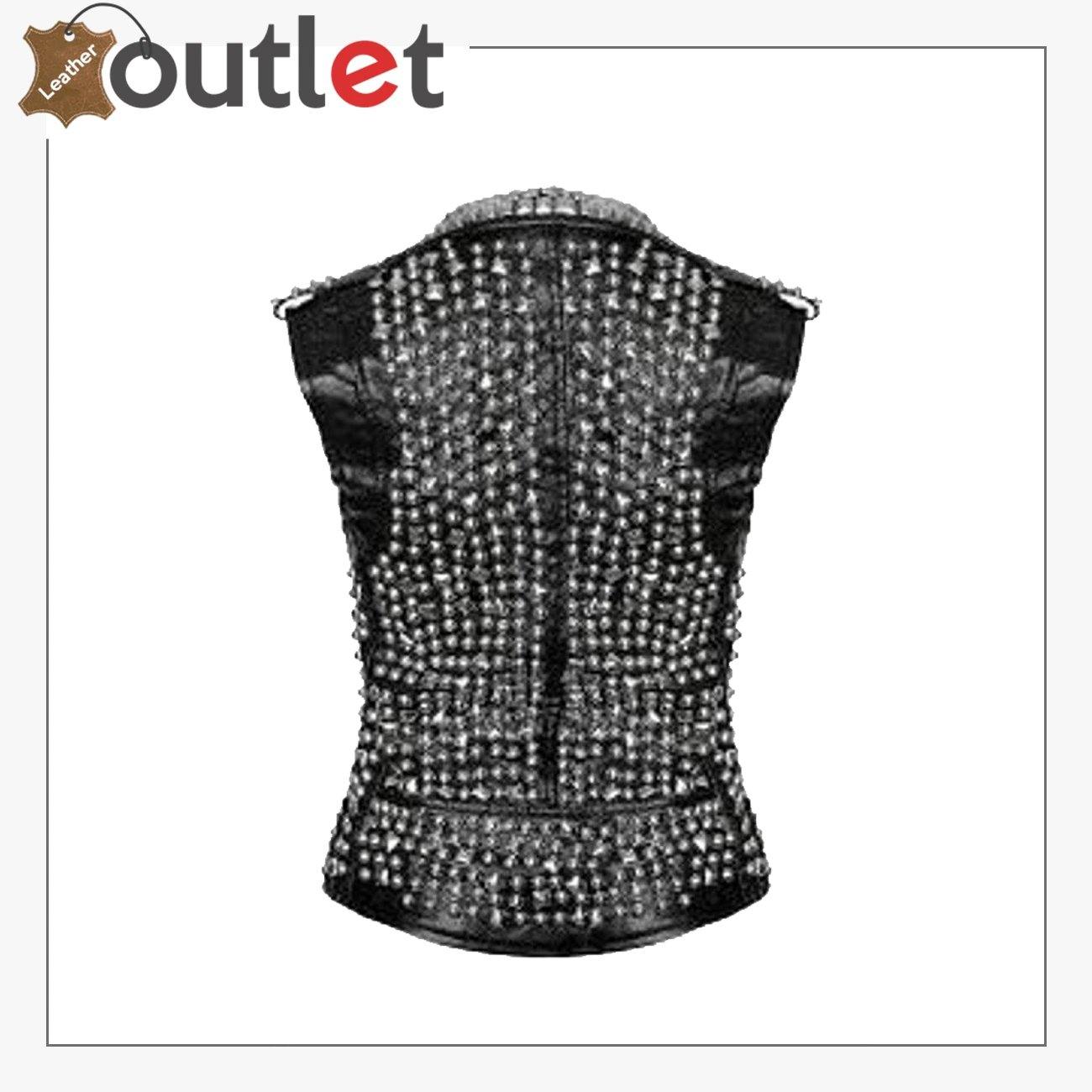 Handmade Women Leather Studded Vest