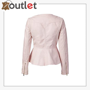 Women's Ladies Peplum Hem Faux Leather Jacket - Leather Outlet