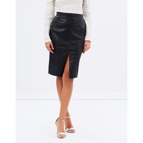 Womens Genuine High Waisted Black Leather Mini Pencil Skirt Leather Outlet