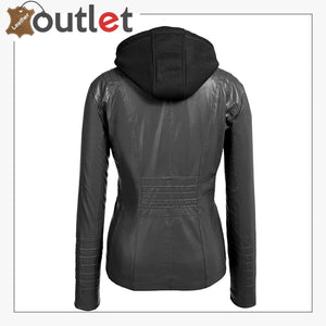 Womens Plus Size Faux Leather Moto Biker Zip Up Hoodie Jacket