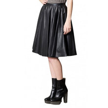 Load image into Gallery viewer, Womens Slim Fit Genuine Soft Lambskin Black Leather Skirt Leather Outlet
