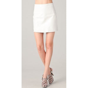 Womens Stylish Genuine Lambskin White Leather Mini Skirt Leather Outlet