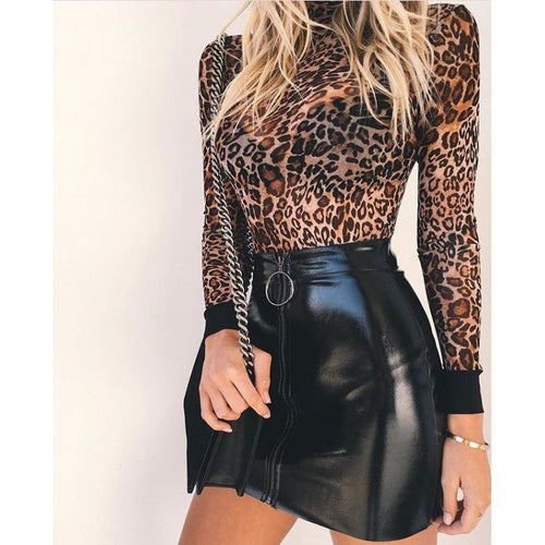 Autumn Vintage Women Streetwear Black Leather Skirt Leather Outlet