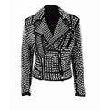 Handmade Women Rock Star All over Silver Studded Cowhide Leather Jacket - Leather Outlet