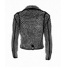 Load image into Gallery viewer, Handmade Women Rock Star All over Silver Studded Cowhide Leather Jacket - Leather Outlet
