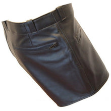 Load image into Gallery viewer, Men Cool Fashion Real Sheepskin Black Leather Shorts Leather Outlet
