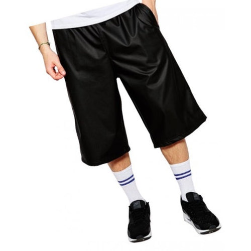 Men Dude Look Real Sheepskin Black Leather Shorts Bermuda Leather Outlet