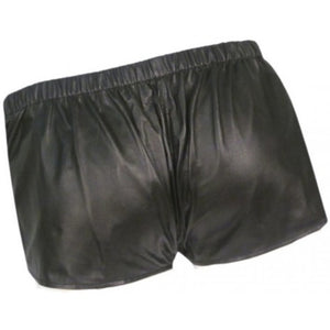 Men Front Zip Closure Real Sheepskin Black Leather Shorts Leather Outlet
