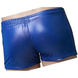 Men Sexy Hot Real Sheepskin Blue Leather Shorts Leather Outlet