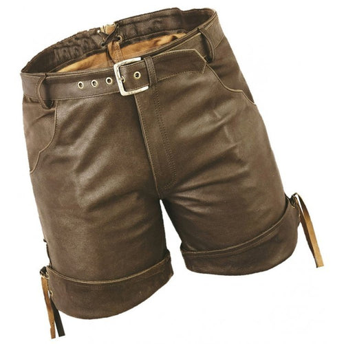Men Smart Wear Real Sheepskin Brown Leather Shorts Leather Outlet
