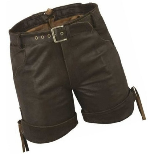 Men Smart Wear Real Sheepskin Dark Brown Leather Shorts Leather Outlet