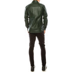 Mens Fashion Wear Real Sheepskin Green Leather Shirt Leather Outlet